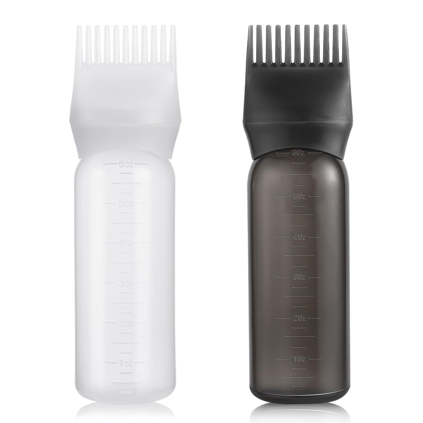 Pimoys Root Comb Applicator Bottle 6 Ounce, 2 Pack Oil Applicator for Hair Dye, Bottle Applicator Brush with Graduated Scale, Purple