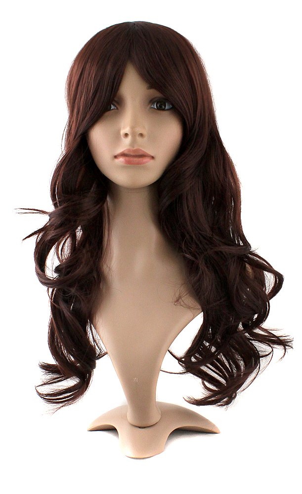 MapofBeauty 24 Inch/60 cm Charming Synthetic Fiber Long Wavy Hair Wig Women Party Full Wig (Black)