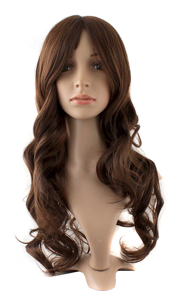 MapofBeauty 24 Inch/60 cm Charming Synthetic Fiber Long Wavy Hair Wig Women Party Full Wig (Black)