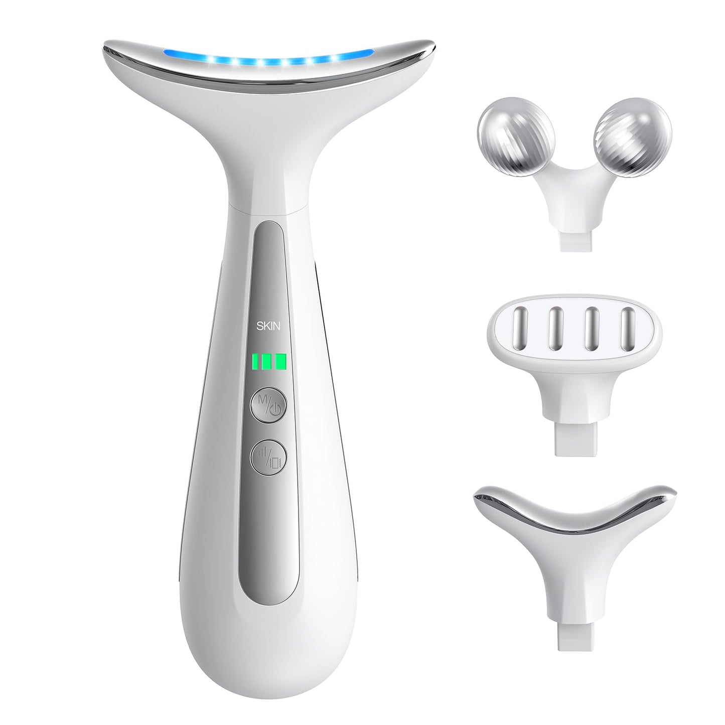 Facial and Neck Massager for Face, Neck - Skin Lifting & Firming - Wrinkle & Dark Circle Reducer - at Home Skin Care Face Sculpting Tool and Neck Massager-White