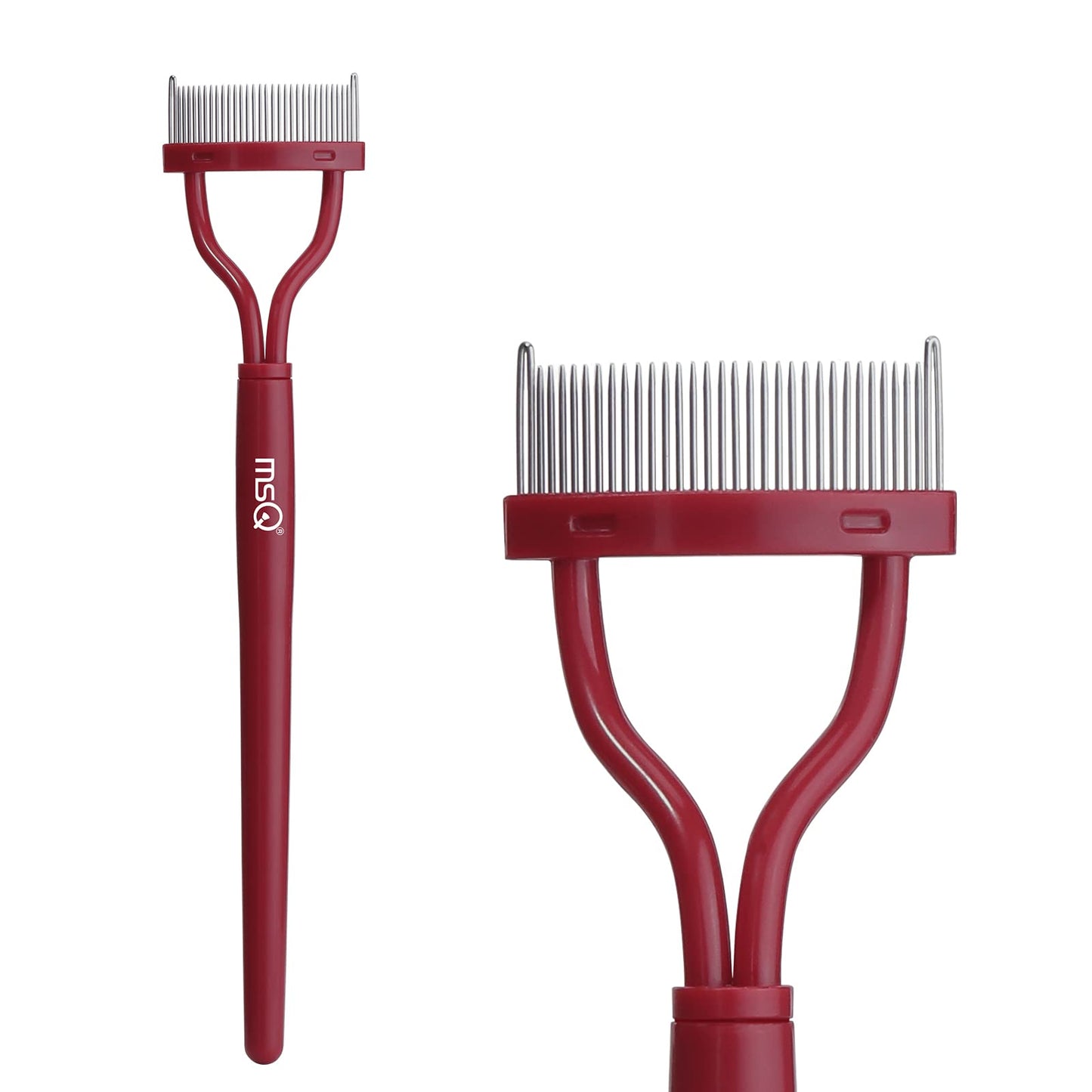 Eyelash Comb Separator MSQ Eyelash Mascara Brush and Comb Lash Separator With Comb Cover Arc Designed Cosmetic Brushes Tool Pink (1PCS)
