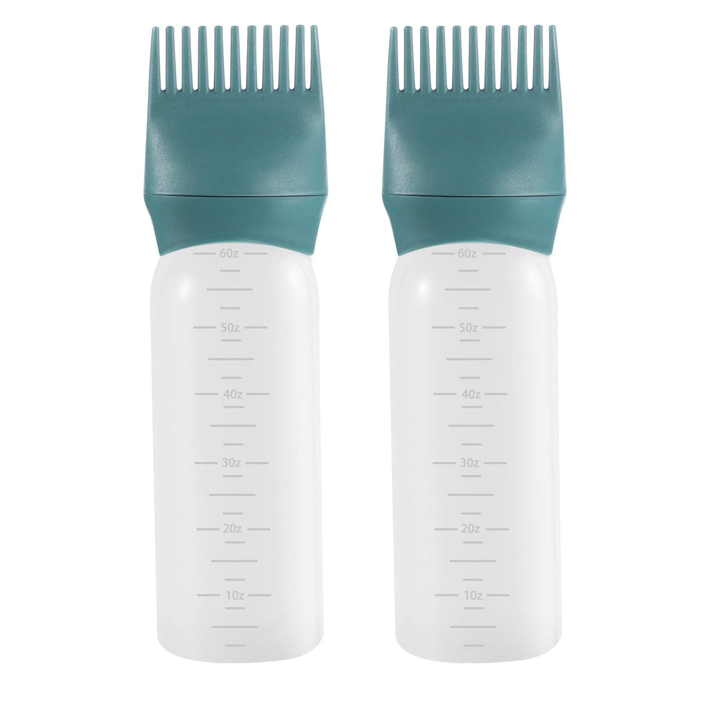 Pimoys Root Comb Applicator Bottle 6 Ounce, 2 Pack Oil Applicator for Hair Dye, Bottle Applicator Brush with Graduated Scale, Purple