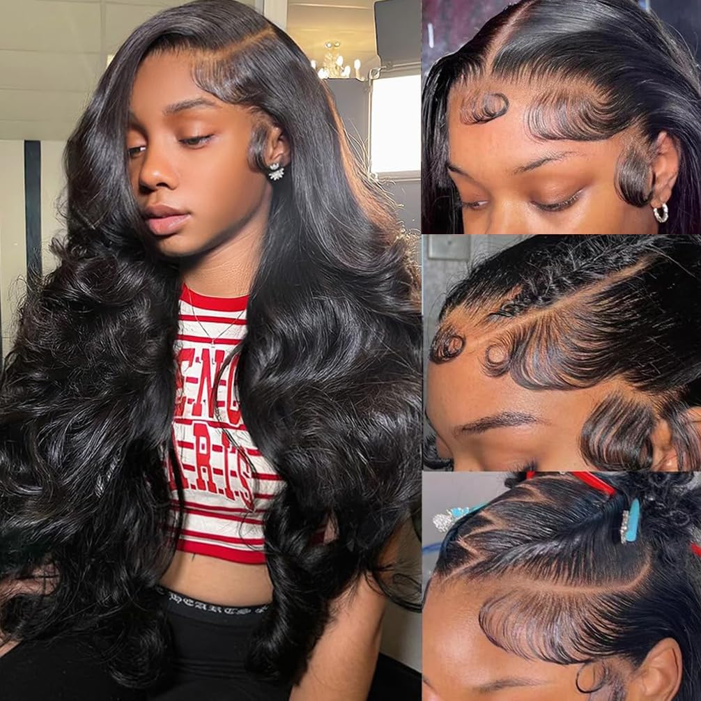 28 Inch Body Wave Lace Front Wigs Human Hair 13x4 HD Lace Front Wigs Human Hair Glueless Wigs Human Hair Pre Plucked Frontal Wigs Human Hair for Women 180% Density Body Wave Wig with Baby Hair