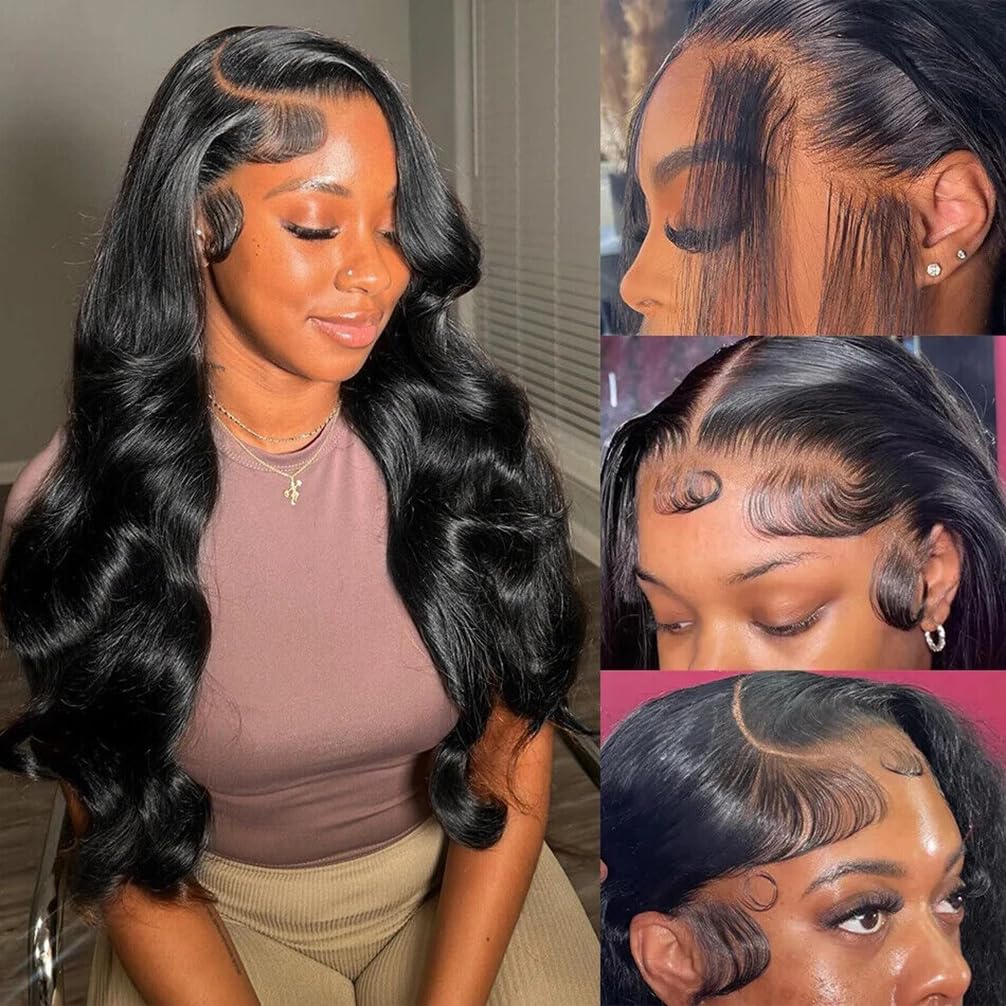 28 Inch Body Wave Lace Front Wigs Human Hair 13x4 HD Lace Front Wigs Human Hair Glueless Wigs Human Hair Pre Plucked Frontal Wigs Human Hair for Women 180% Density Body Wave Wig with Baby Hair