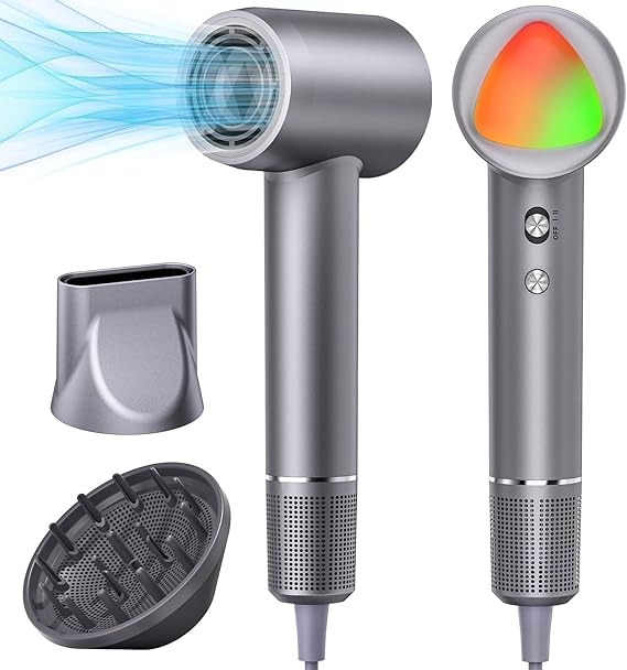 160,000 RPM Ionic Hair Dryer – Fast-Drying, Low Noise, with Diffuser & Nozzle