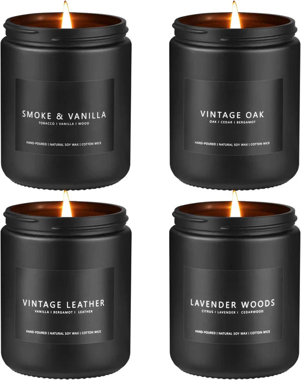 Men's Scented Candle Set – 4-Pack Soy Candles