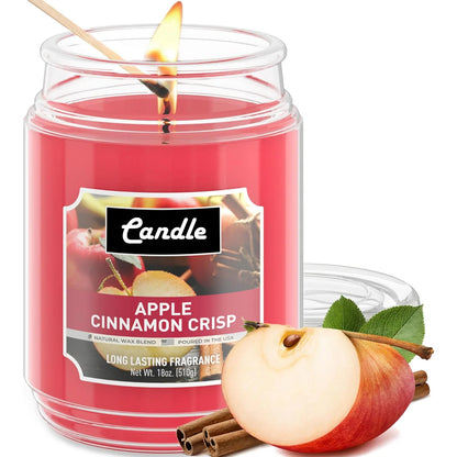 Apple Cinnamon Crisp Candle – 18 oz, Single Wick, 110-Hour Burn, Red, Boxed