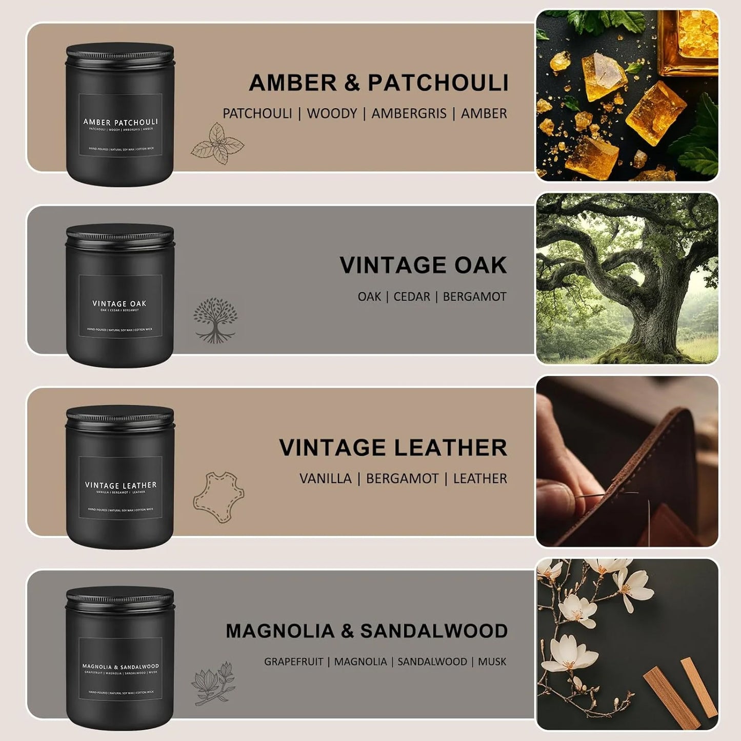Men's Scented Candle Set – 4-Pack Soy Candles