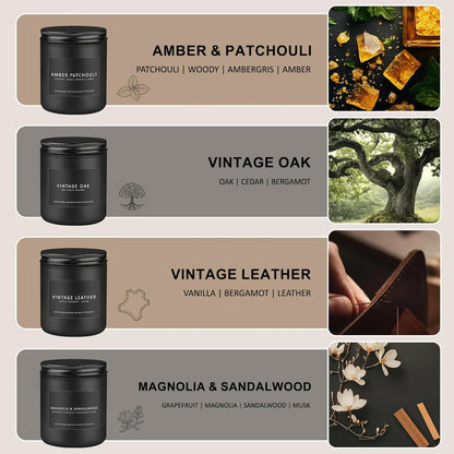 Men's Scented Candle Set – 4-Pack Soy Candles