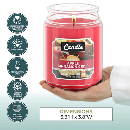 Apple Cinnamon Crisp Candle – 18 oz, Single Wick, 110-Hour Burn, Red, Boxed