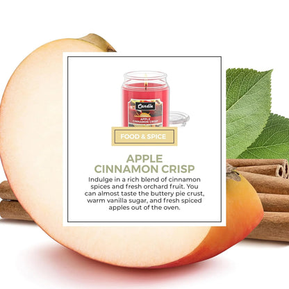 Apple Cinnamon Crisp Candle – 18 oz, Single Wick, 110-Hour Burn, Red, Boxed