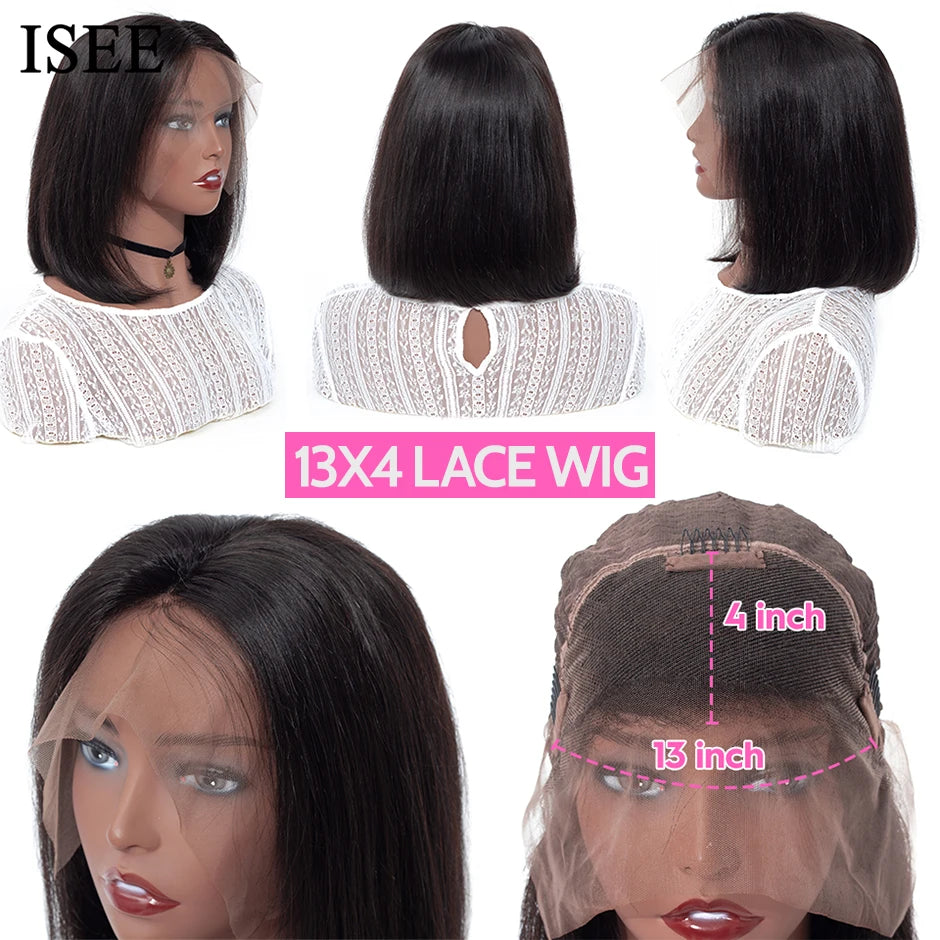 ISEE Hair Malaysian Straight Bob Lace Frontal Wig