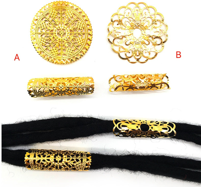 20 Pieces Round Adjustable Golden Metal Hair Tube Beads Rings