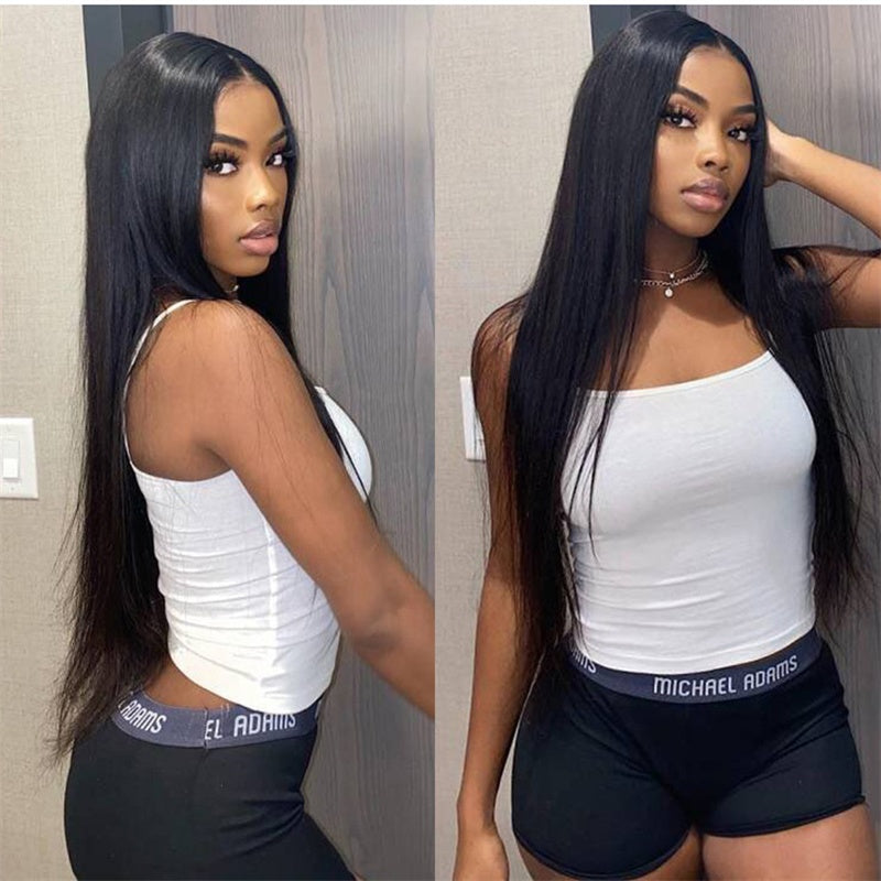 Women's Fashion Simple Human Hair Straight Wig