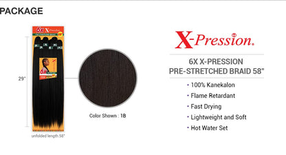 Sensationnel Braids African Collection 6X X-Pression Pre-Stretched Braid 58" (1-PACK, 4)