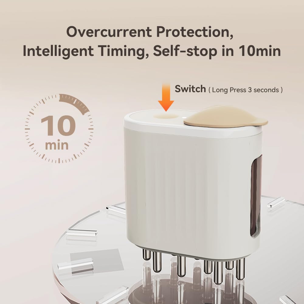 2 in 1 Electric Scalp Massager and Hair Oil Applicator, Hair Massager Scalp Applicator Brush for Hair Treatment Growth Medicine Essential Oil Serum White