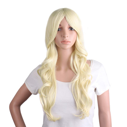 MapofBeauty 24 Inch/60 cm Charming Synthetic Fiber Long Wavy Hair Wig Women Party Full Wig (Black)