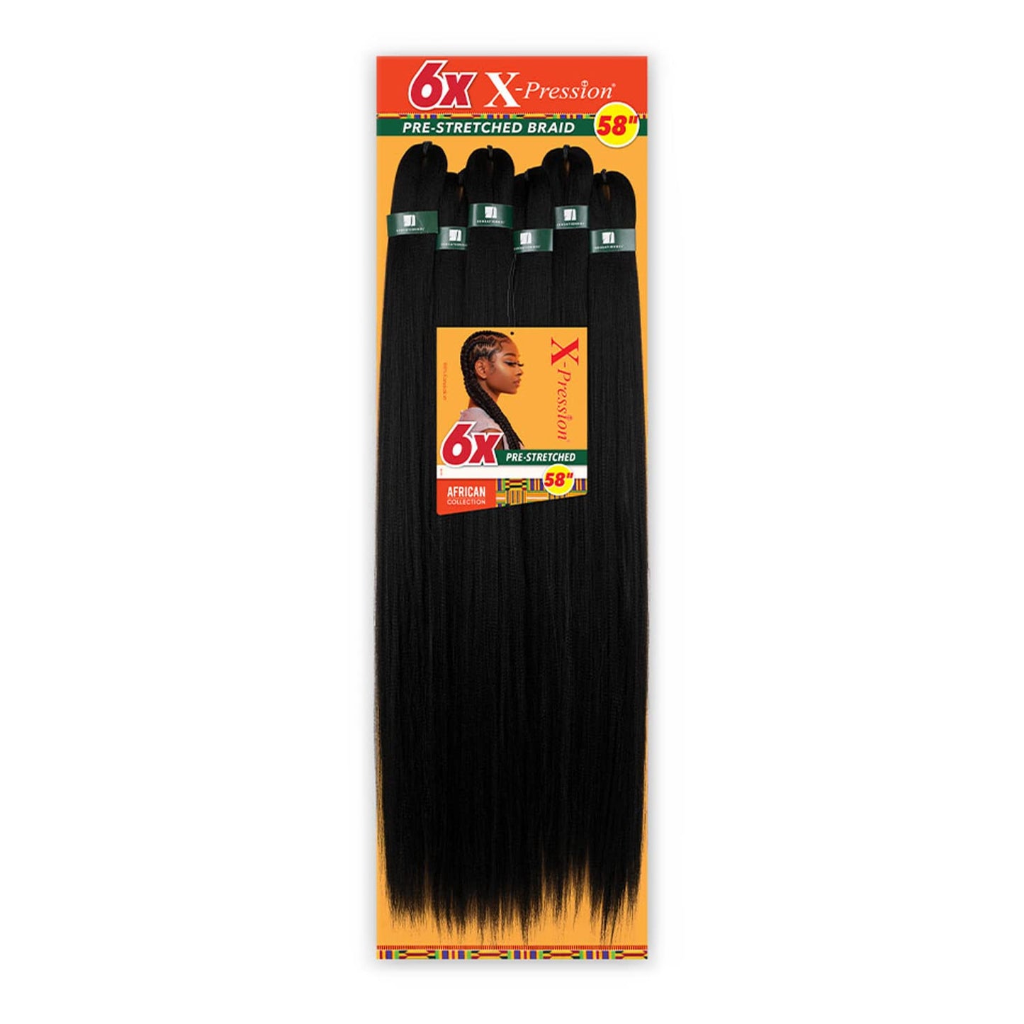 Sensationnel Braids African Collection 6X X-Pression Pre-Stretched Braid 58" (1-PACK, 4)