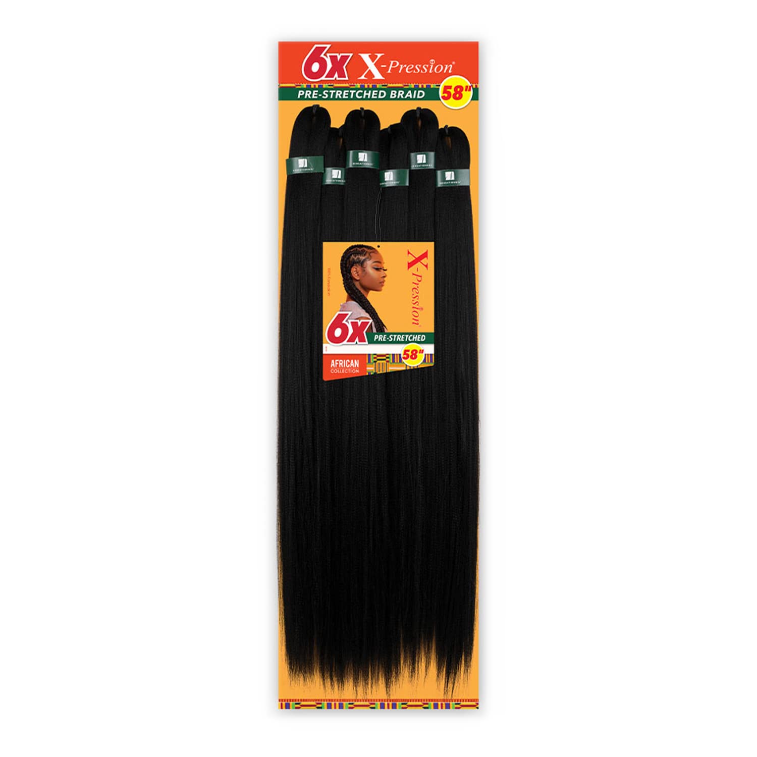 Sensationnel Braids African Collection 6X X-Pression Pre-Stretched Braid 58" (1-PACK, 4)