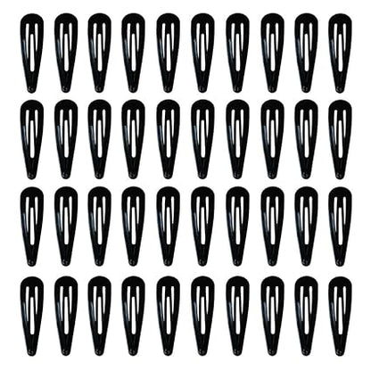 40pcs Black 2” Metal Snap Hair Clips for Women