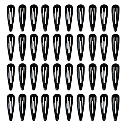 40pcs Black 2” Metal Snap Hair Clips for Women