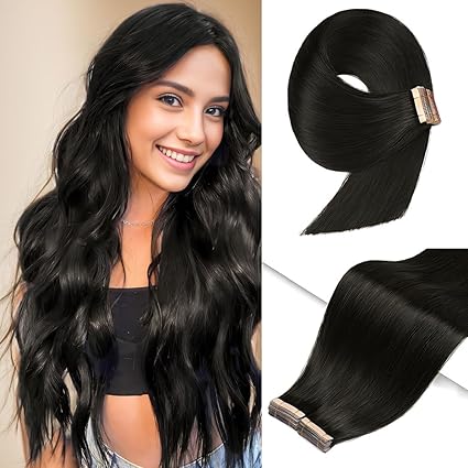 14” Tape-In Human Hair Extensions – 20pcs Natural Black (1B#)