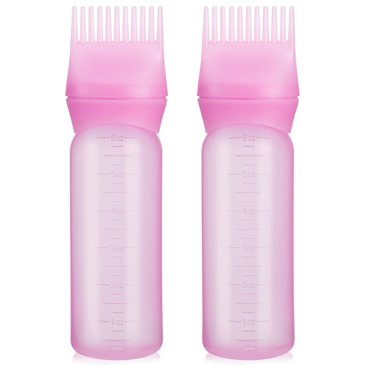 Pimoys Root Comb Applicator Bottle 6 Ounce, 2 Pack Oil Applicator for Hair Dye, Bottle Applicator Brush with Graduated Scale, Purple
