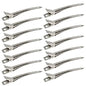 24 Metal Duck Bill Hair Clips, 3.5", Silver