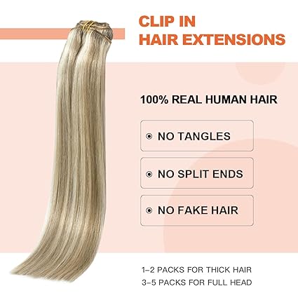 7pcs 15” Remy Clip-In Hair – Ash Blonde (#18P613), 70g