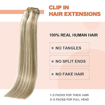 7pcs 15” Remy Clip-In Hair – Ash Blonde (#18P613), 70g