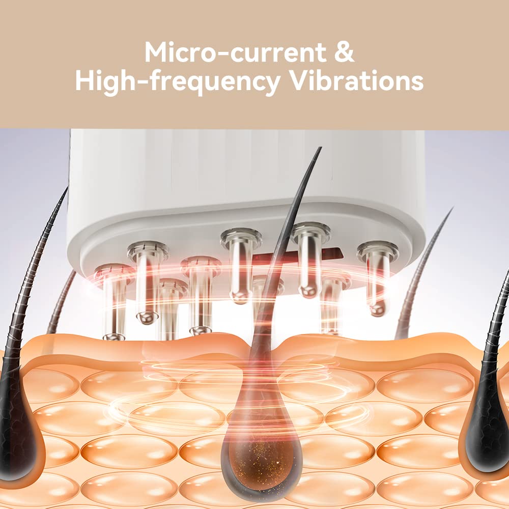 2 in 1 Electric Scalp Massager and Hair Oil Applicator, Hair Massager Scalp Applicator Brush for Hair Treatment Growth Medicine Essential Oil Serum White