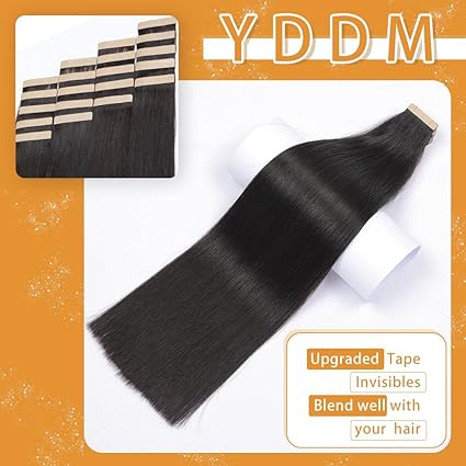 14” Tape-In Human Hair Extensions – 20pcs Natural Black (1B#)