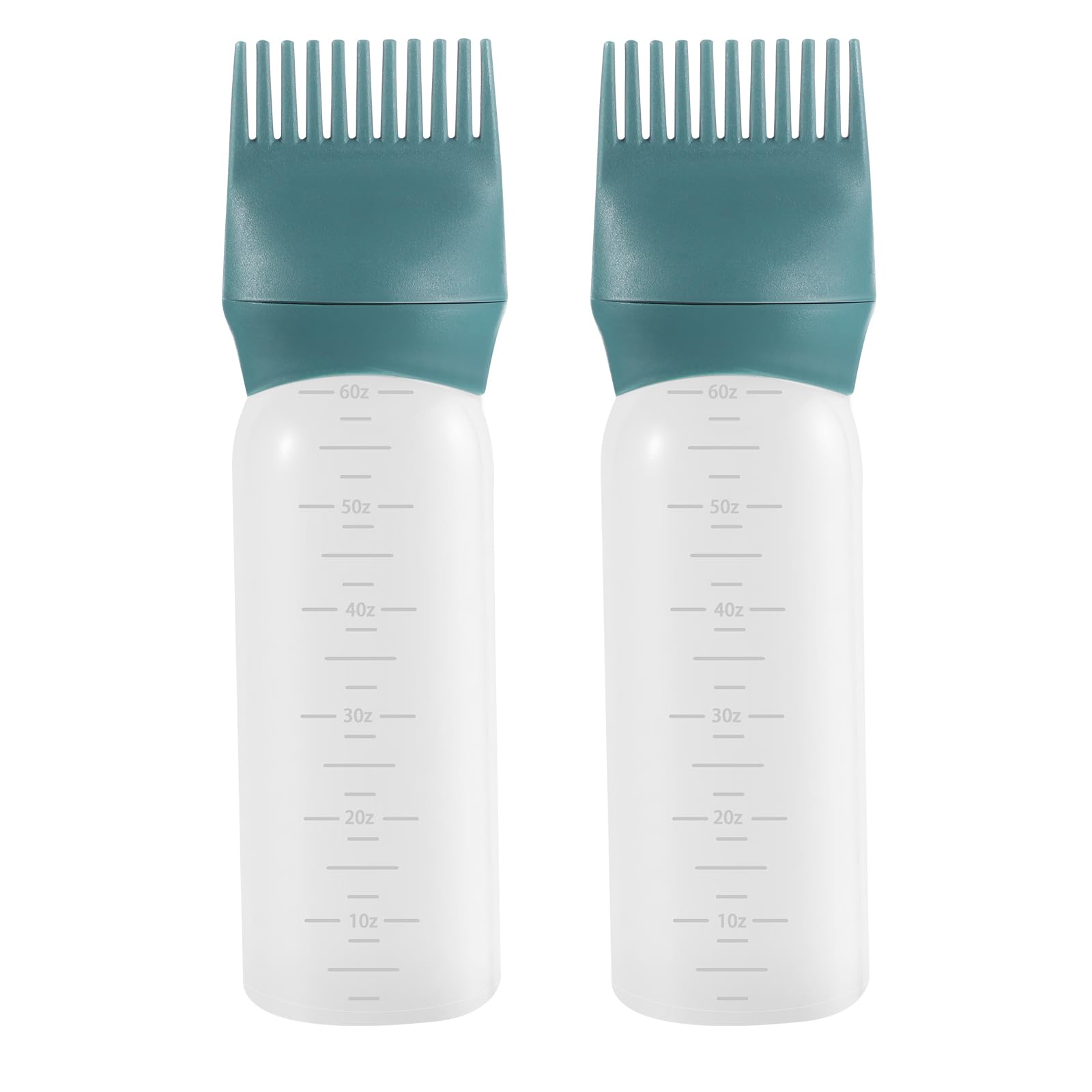 Pimoys Root Comb Applicator Bottle 6 Ounce, 2 Pack Oil Applicator for Hair Dye, Bottle Applicator Brush with Graduated Scale, Purple