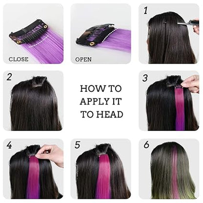 32pcs Rainbow Clip-In Hair Extensions – 20”, 16 Colors