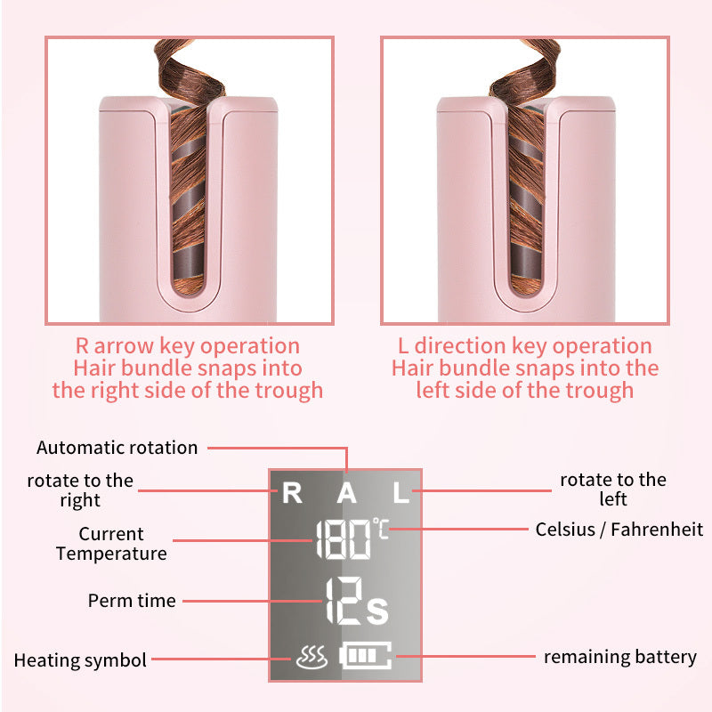 Wireless Automatic Curler USB  LCD Screen Ceramic Heating Anti-perm Curler