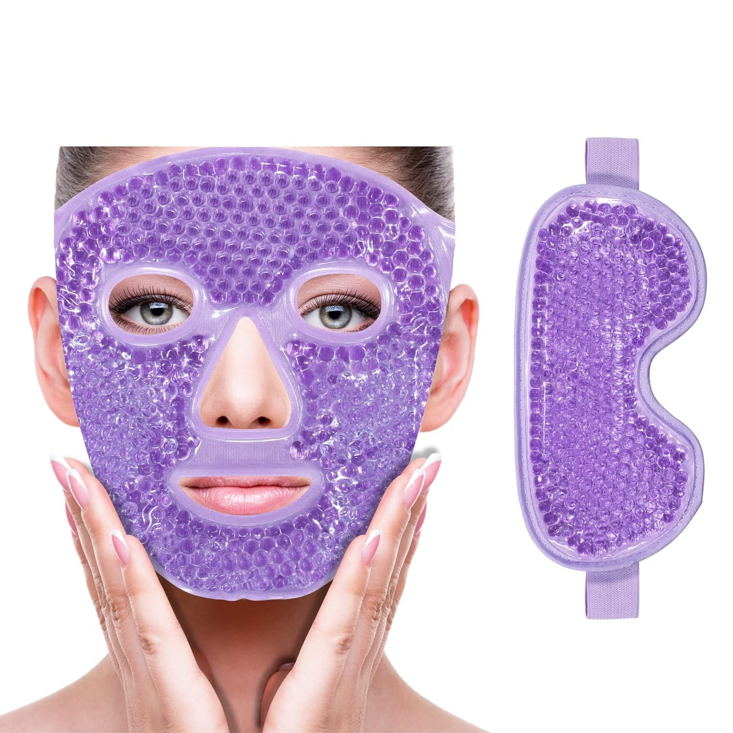 ZNÖCUETÖD Cold Face Eye Mask Ice Pack Reduce Face Puff, Dark Circles, Gel Beads Hot Heat Cold Compress Pack, Face SPA for Woman Sleeping, Pressure, Headaches, Skin Care, Post Laser Care[Blue]