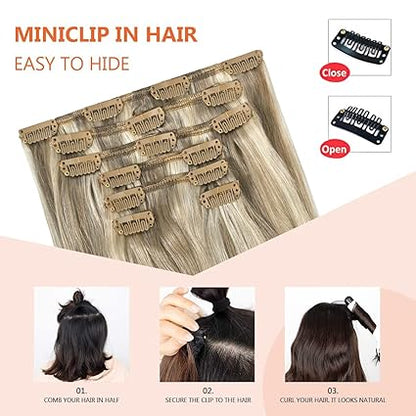 7pcs 15” Remy Clip-In Hair – Ash Blonde (#18P613), 70g