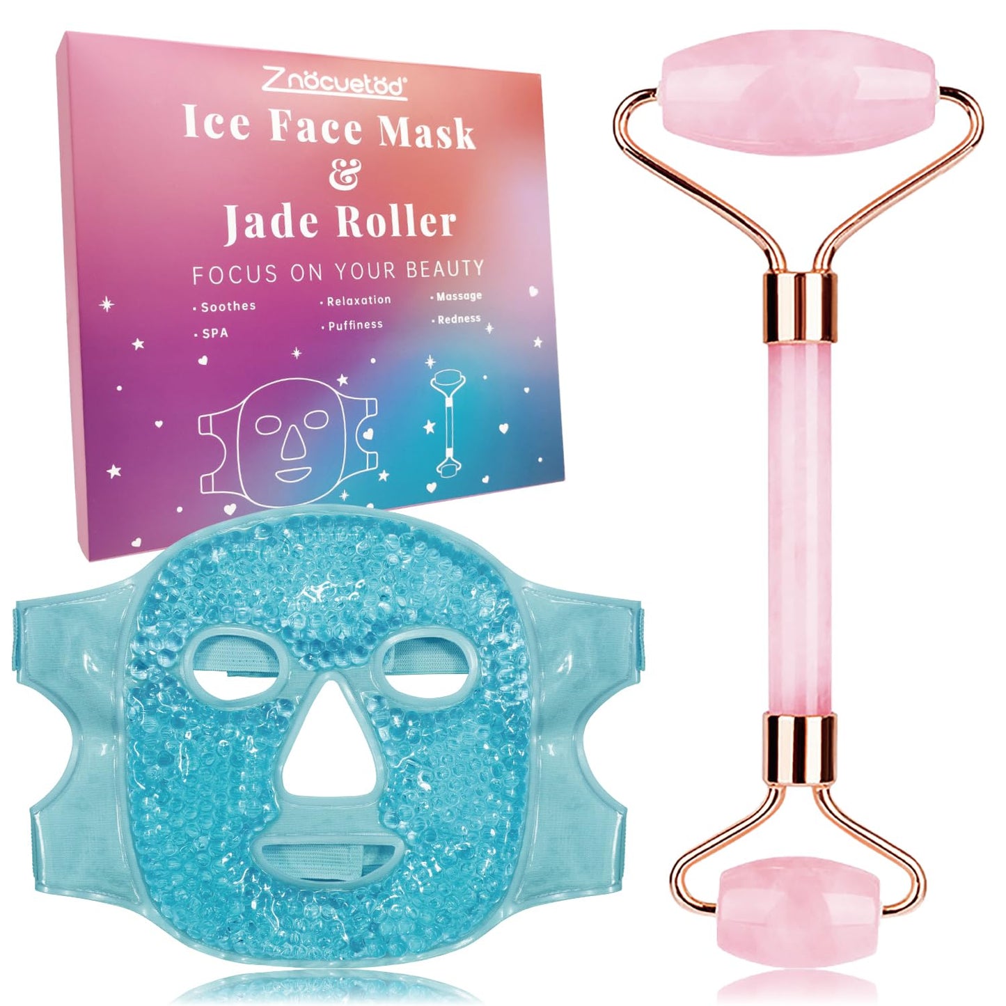 ZNÖCUETÖD Cold Face Eye Mask Ice Pack Reduce Face Puff, Dark Circles, Gel Beads Hot Heat Cold Compress Pack, Face SPA for Woman Sleeping, Pressure, Headaches, Skin Care, Post Laser Care[Blue]