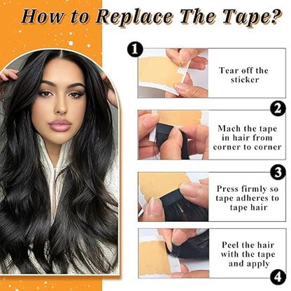 14” Tape-In Human Hair Extensions – 20pcs Natural Black (1B#)