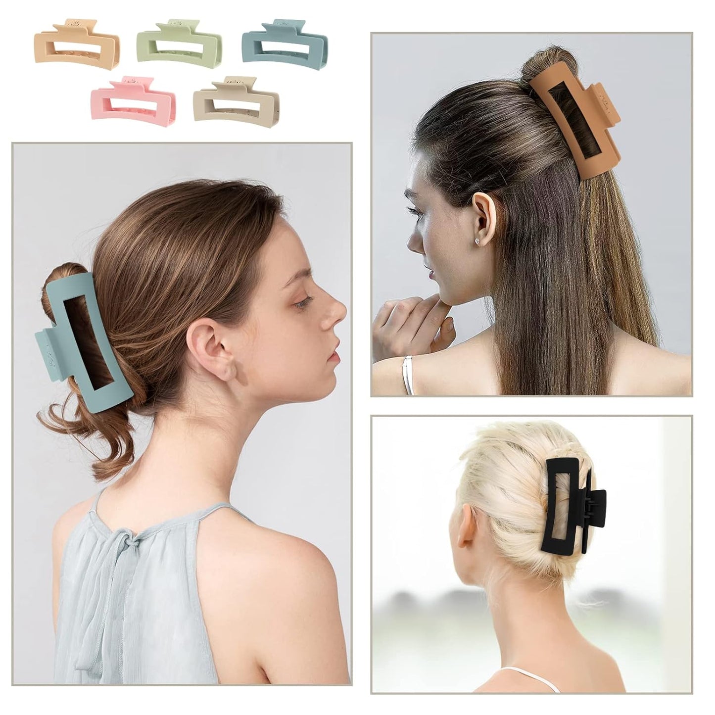 8PCS Large Matte Hair Claw Clips – 4.1" Non-Slip, Strong Hold
