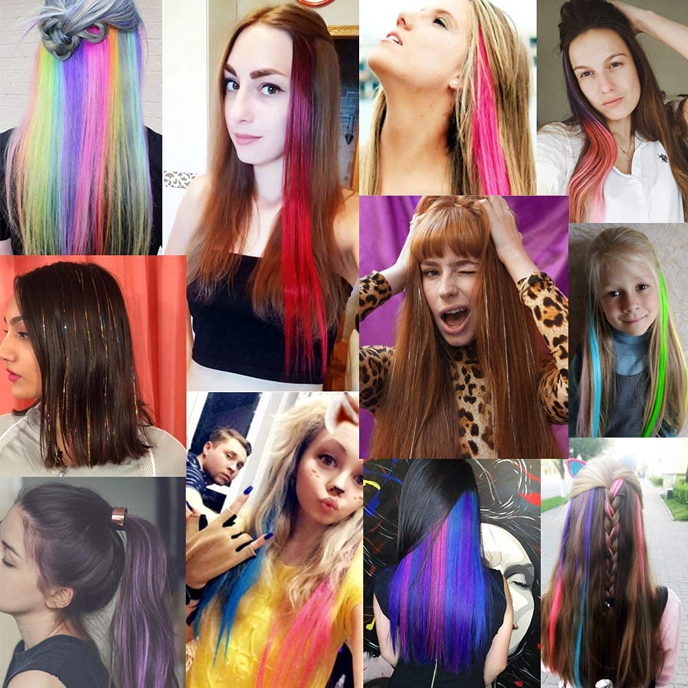 32pcs Rainbow Clip-In Hair Extensions – 20”, 16 Colors