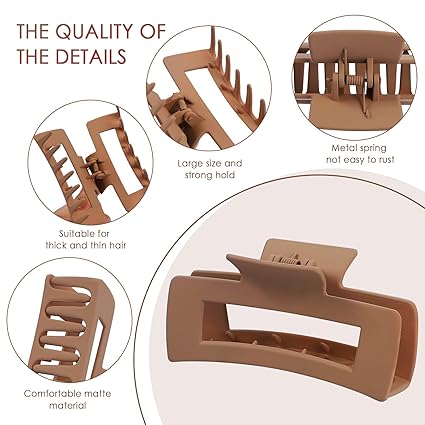 8PCS Large Matte Hair Claw Clips – 4.1" Non-Slip, Strong Hold