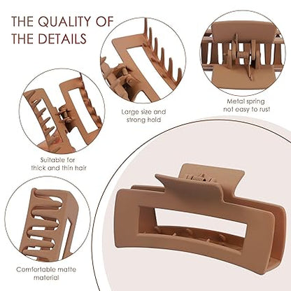 8PCS Large Matte Hair Claw Clips – 4.1" Non-Slip, Strong Hold