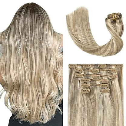 7pcs 15” Remy Clip-In Hair – Ash Blonde (#18P613), 70g