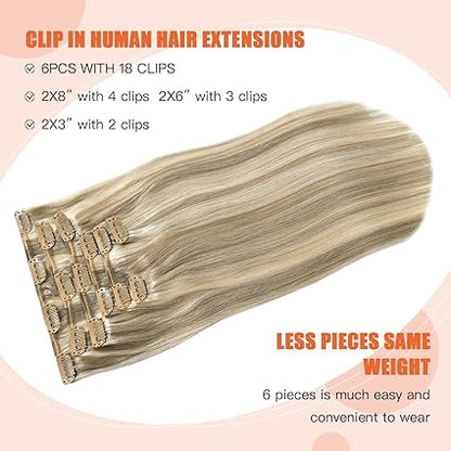 7pcs 15” Remy Clip-In Hair – Ash Blonde (#18P613), 70g