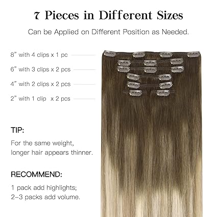 HOTBANANA 14” Ombre Clip-In Hair – 7pcs Human Hair, 120g