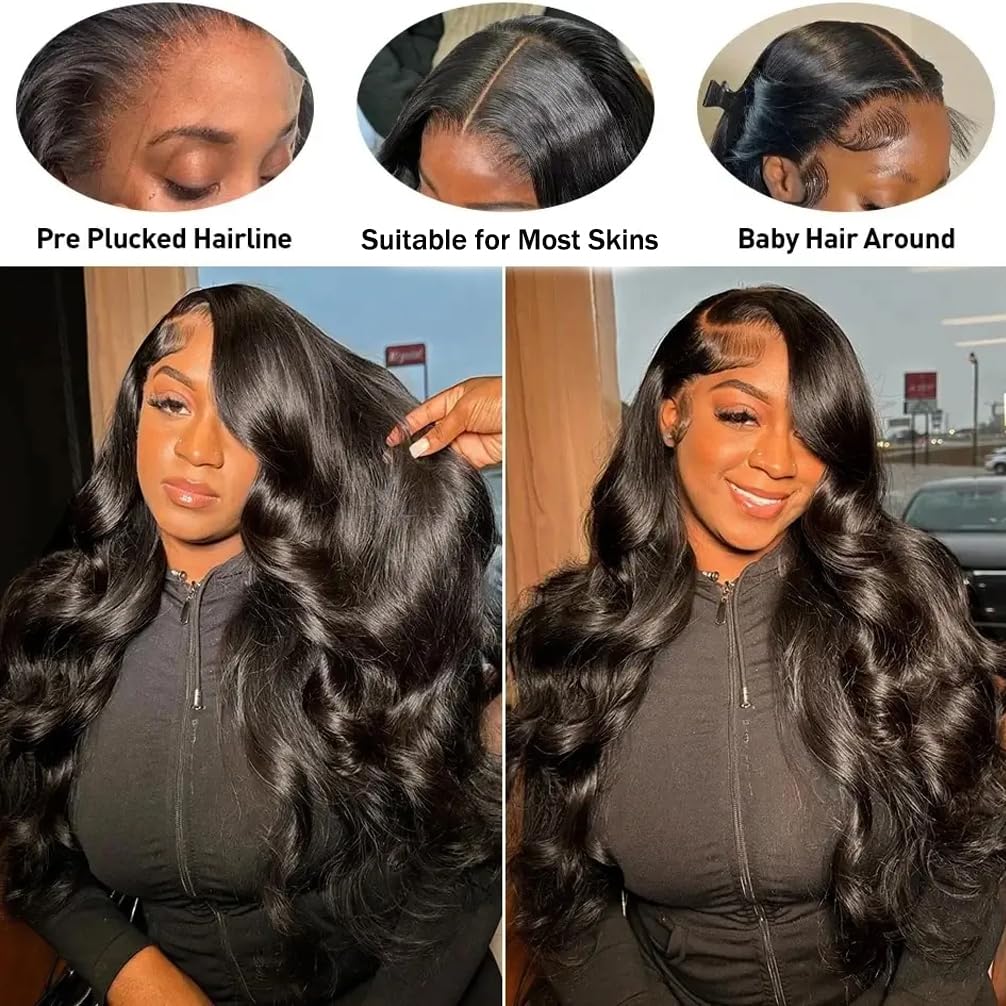 28 Inch Body Wave Lace Front Wigs Human Hair 13x4 HD Lace Front Wigs Human Hair Glueless Wigs Human Hair Pre Plucked Frontal Wigs Human Hair for Women 180% Density Body Wave Wig with Baby Hair