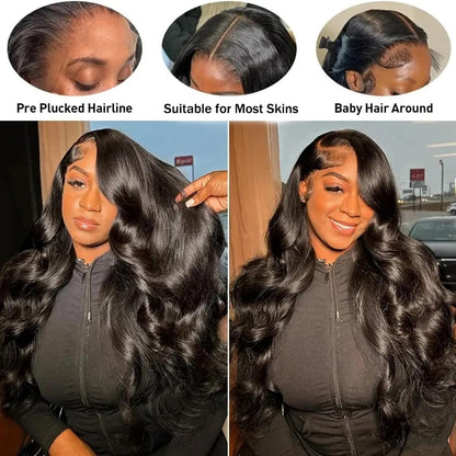 28 Inch Body Wave Lace Front Wigs Human Hair 13x4 HD Lace Front Wigs Human Hair Glueless Wigs Human Hair Pre Plucked Frontal Wigs Human Hair for Women 180% Density Body Wave Wig with Baby Hair