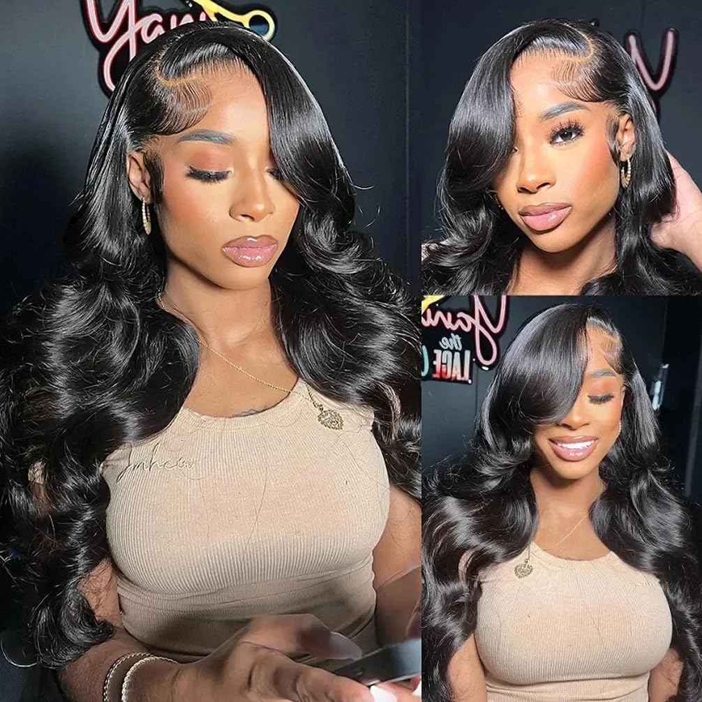 28 Inch Body Wave Lace Front Wigs Human Hair 13x4 HD Lace Front Wigs Human Hair Glueless Wigs Human Hair Pre Plucked Frontal Wigs Human Hair for Women 180% Density Body Wave Wig with Baby Hair