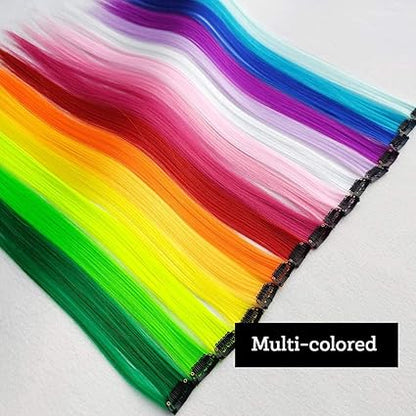 32pcs Rainbow Clip-In Hair Extensions – 20”, 16 Colors